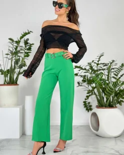 Best Szerokie spodnie damskie materiałowe Spodnie Materiałowe