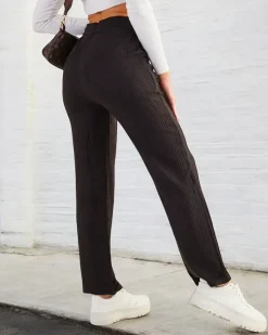 Online Szerokie spodnie damskie prążkowane PLUS SIZE Spodnie Materiałowe|Plus Size