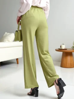 New Szerokie spodnie damskie z paskiem Spodnie Materiałowe