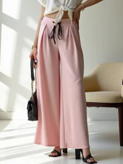 New Szerokie spodnie damskie Spodnie Materiałowe