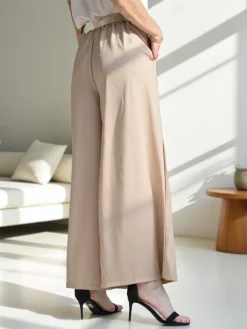 Best Szerokie spodnie damskie z paskiem Spodnie Materiałowe