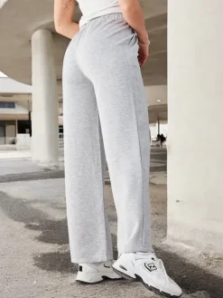 Outlet Szerokie spodnie damskie w kant Spodnie Materiałowe