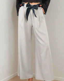 Outlet Szerokie spodnie damskie Spodnie Materiałowe