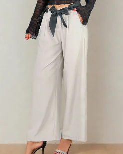 Outlet Szerokie spodnie damskie Spodnie Materiałowe