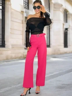 Szerokie spodnie damskie materiałowe Spodnie Materiałowe