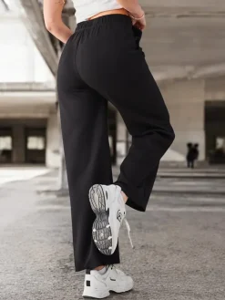 Best Szerokie spodnie damskie w kant Spodnie Materiałowe