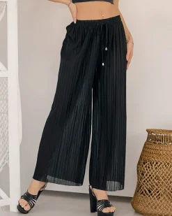 Szerokie spodnie damskie plisowane Spodnie Materiałowe