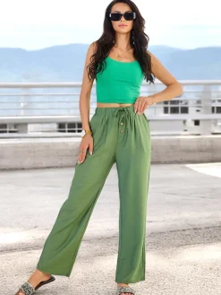 Best Szerokie spodnie damskie materiałowe Spodnie Materiałowe