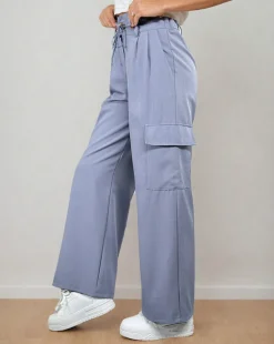 Best Szerokie spodnie damskie z kieszeniami Spodnie Materiałowe