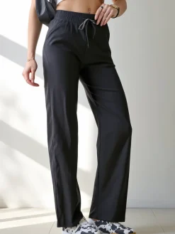 Sale Szerokie spodnie damskie materiałowe z bawełną Spodnie Materiałowe