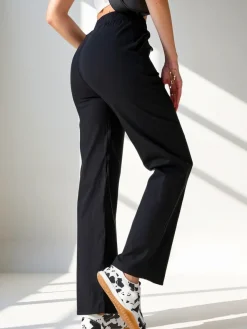 Sale Szerokie spodnie damskie materiałowe z bawełną Spodnie Materiałowe