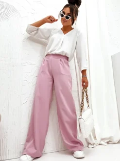 Szerokie spodnie damskie materiałowe Spodnie Materiałowe