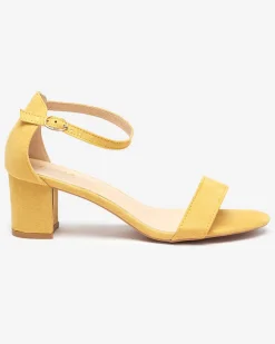 Clearance Żółte damskie sandały na słupku Nelino Buty Na Wielkie Wyjście|Sandały Na Słupku