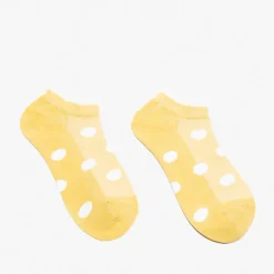 Online Żółte damskie skarpetki stopki w kropki Skarpetki