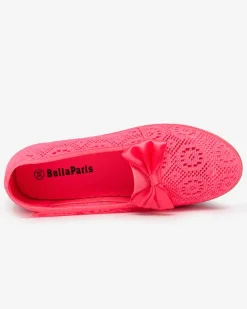 Clearance Tenisówki dziewczęce z kokardką w kolorze neonowym m Osmo Dziewczęce