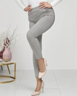 Best Żółto- czarne ocieplane damskie tregginsy w kratkę Legginsy / Tregginsy