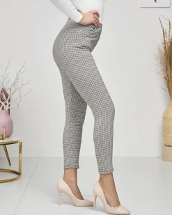 Best Żółto- czarne ocieplane damskie tregginsy w kratkę Legginsy / Tregginsy