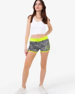 Hot Żółto-czarne neonowe damskie sportowe krótkie spodenki Krótkie Spodenki