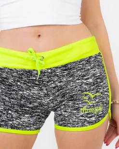 Hot Żółto-czarne neonowe damskie sportowe krótkie spodenki Krótkie Spodenki