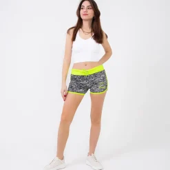 Hot Żółto-czarne neonowe damskie sportowe krótkie spodenki Krótkie Spodenki