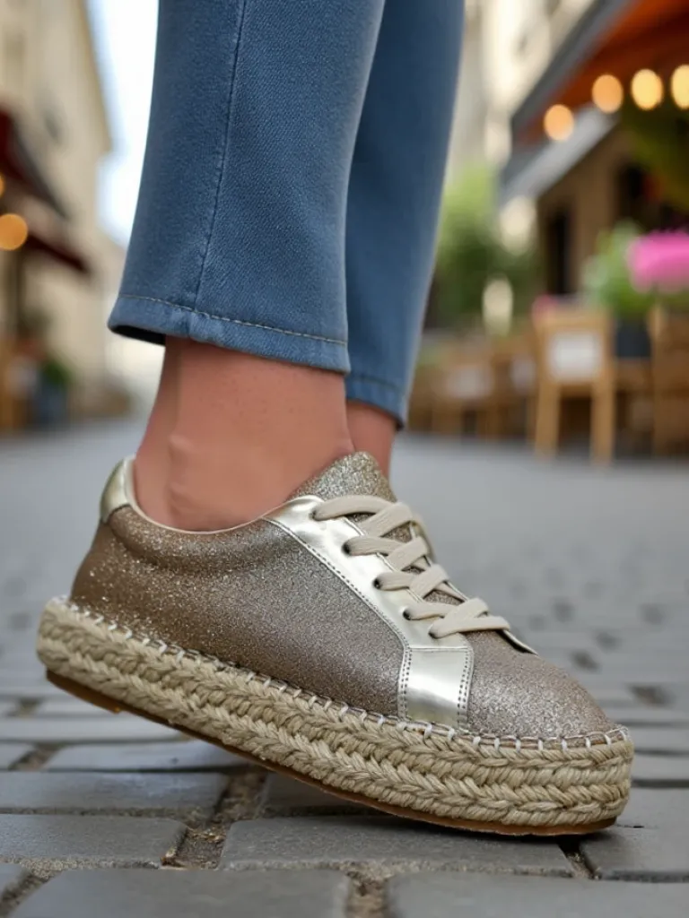 Best Trampki damskie z brokatem Sercele Trampki