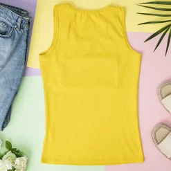 Online Żółty damski top z cyrkoniami Bluzki / Koszule / Koszulki