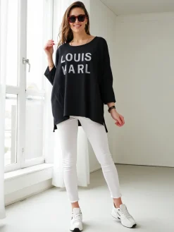 Hot Wiskozowa damska bluzka z napisami z cyrkonii Bluzki / Koszule / Koszulki