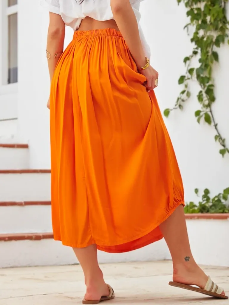 Best Wiskozowa Damska spódnica midi letnia i zwiewna z dwoma kieszeniami Spódnice