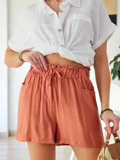 Best Wiskozowe krótkie spodenki damskie Szorty|Krótkie Spodenki