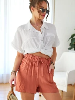 Best Wiskozowe krótkie spodenki damskie Szorty|Krótkie Spodenki