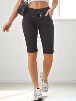 Wiskozowe materiałowe krótkie spodenki damskie do kolana Spodenki 3/4|Szorty