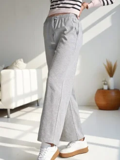 Online Wiskozowe szerokie spodnie damskie dresowe Spodnie Materiałowe|Spodnie Dresowe