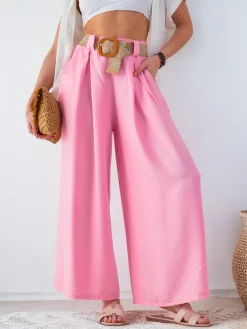 Best Wiskozowe szerokie spodnie damskie Spodnie Materiałowe