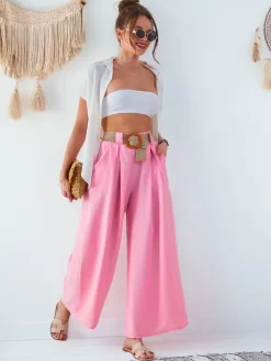 Best Wiskozowe szerokie spodnie damskie Spodnie Materiałowe