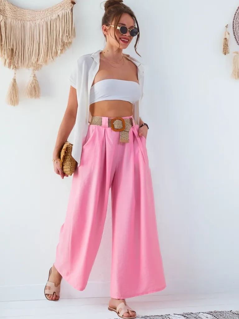 Best Wiskozowe szerokie spodnie damskie Spodnie Materiałowe