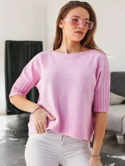 New Wiskozowy damski sweter z krótkimi rękawami Swetry