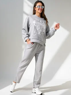 Sale Wiskozowy damski komplet z printem Damskie Komplety Damskie