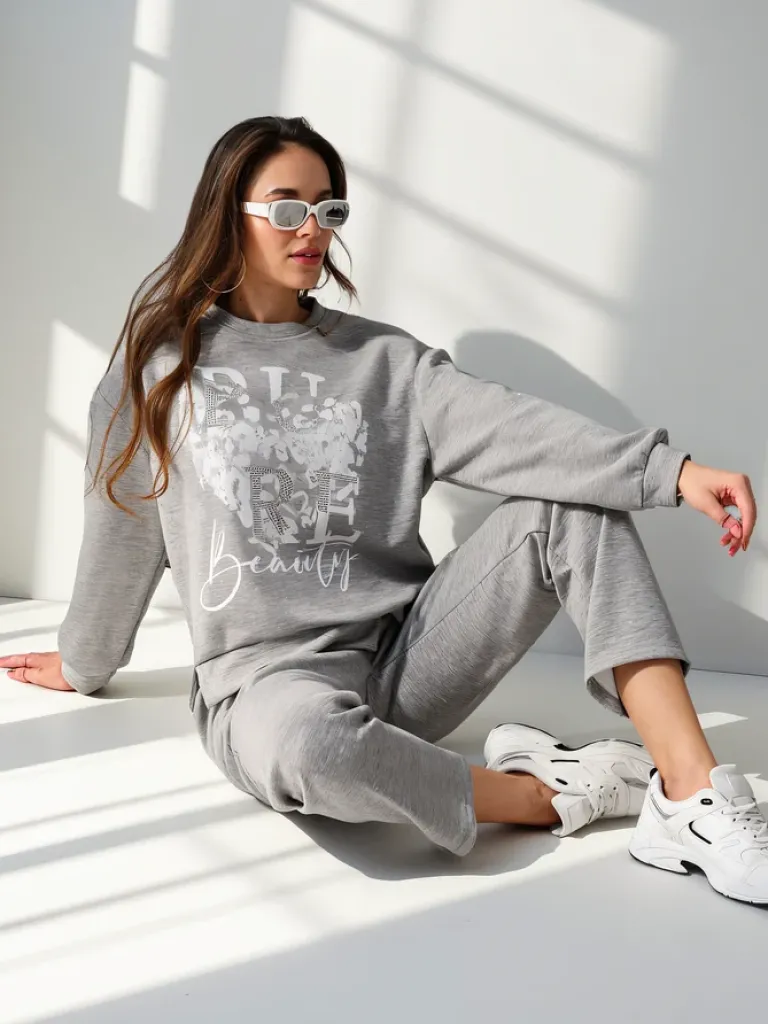 Sale Wiskozowy damski komplet z printem Damskie Komplety Damskie