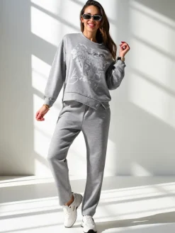 Sale Wiskozowy damski komplet z printem Damskie Komplety Damskie