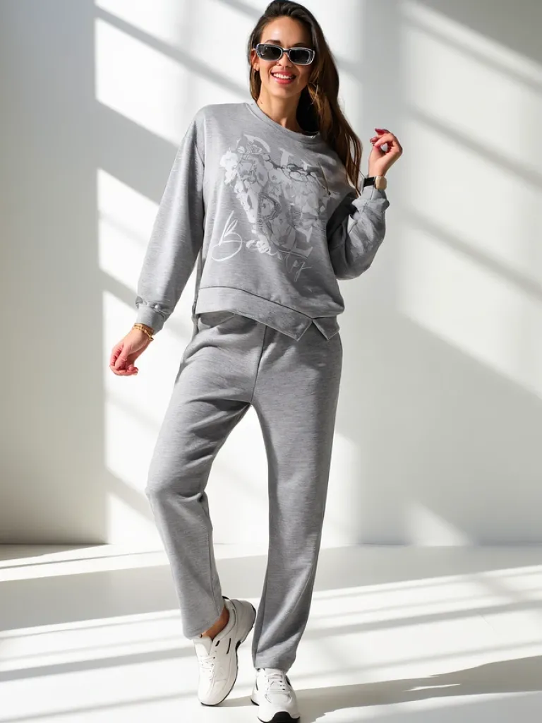 Sale Wiskozowy damski komplet z printem Damskie Komplety Damskie