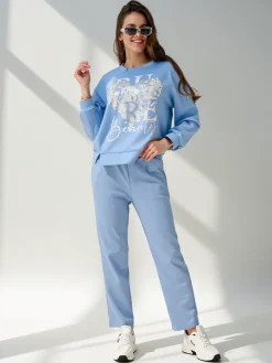 Outlet Wiskozowy damski komplet z printem Damskie Komplety Damskie