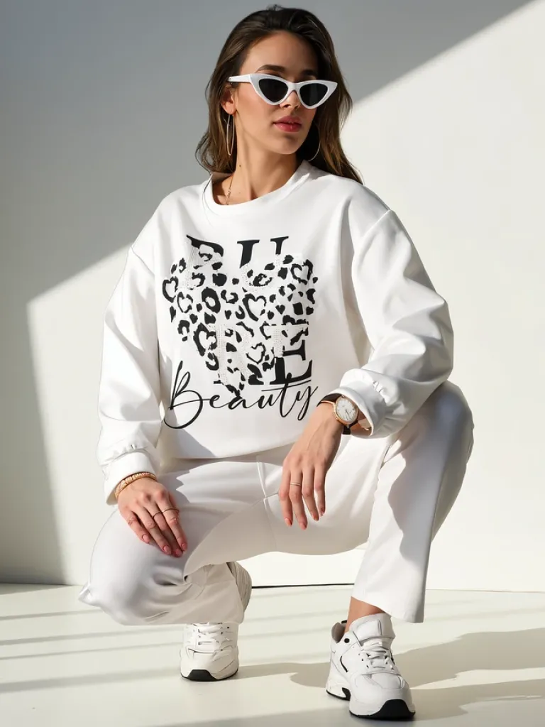 Sale Wiskozowy damski komplet z printem Damskie Komplety Damskie