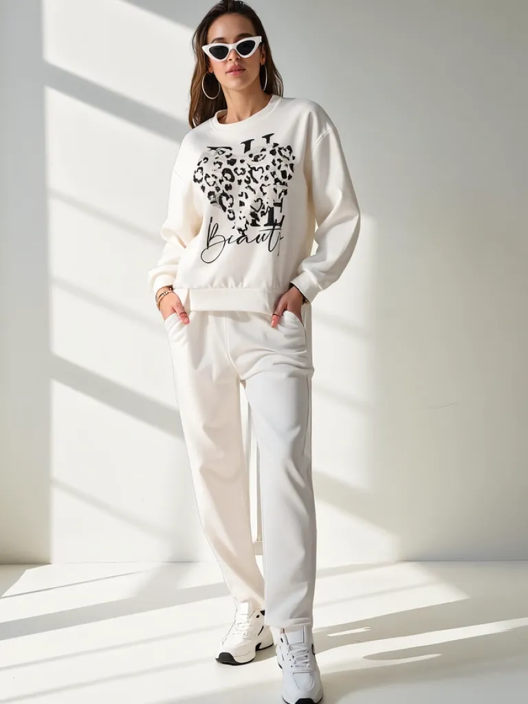 Sale Wiskozowy damski komplet z printem Damskie Komplety Damskie