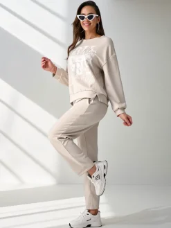 Best Wiskozowy damski komplet z printem Damskie Komplety Damskie