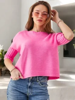 Sale Wiskozowy damski sweter z krótkimi rękawami Swetry