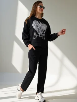 Sale Wiskozowy damski komplet z printem Damskie Komplety Damskie