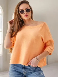 Outlet Wiskozowy damski sweter z krótkimi rękawami Swetry