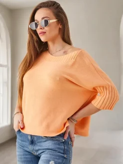 Outlet Wiskozowy damski sweter z krótkimi rękawami Swetry