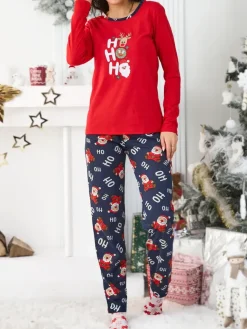 Outlet Świąteczna bawełniana piżama damska HO HO HO Piżamy