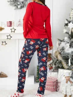 Outlet Świąteczna bawełniana piżama damska HO HO HO Piżamy
